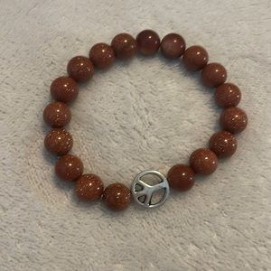 Sandstone Bracelet with Peace Sign ☮️ charm